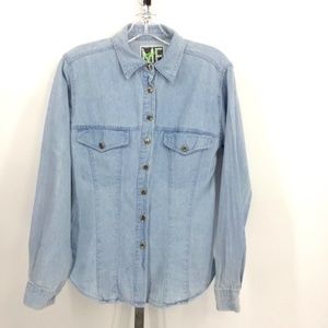 Teez ME Vintage Women's Long Sleeve Denim Shirt